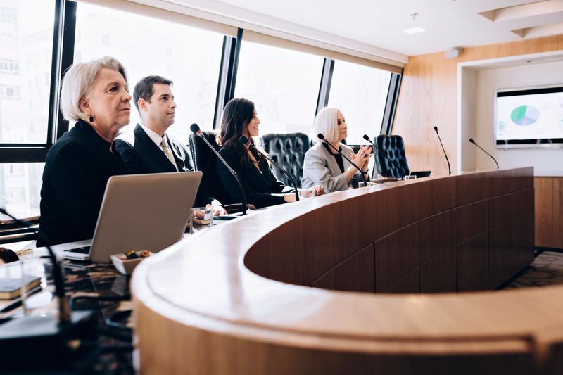 Corporate business meeting at board room.