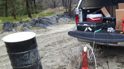 Groundwater monitoring well with field sampling equipment