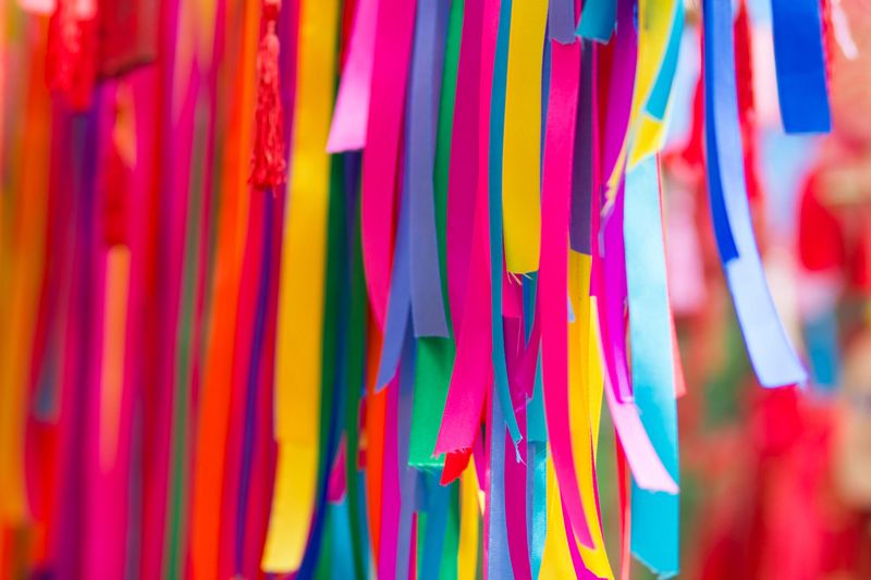 Variety of satin ribbons in different colors and lengths