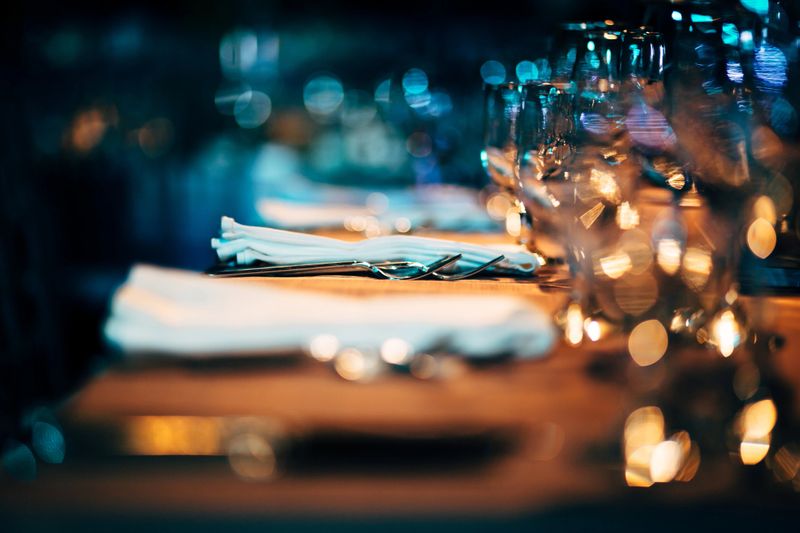 Design details of luxury events. Things like beautiful table setting ready for the event.