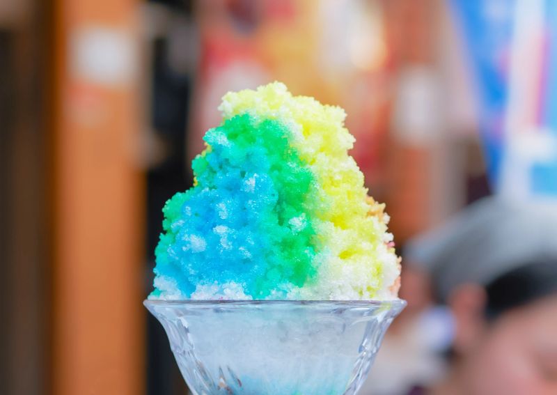 Colorful rainbow shaved ice, best in summer
