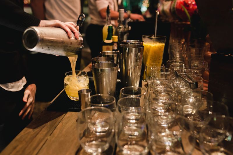 Elegant martini bar setup with cocktails
