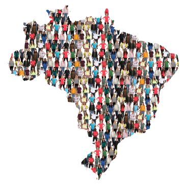 Mapa do Brasil formado por pessoas.