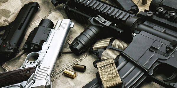 All the pistols, ARs and bullets are kept together