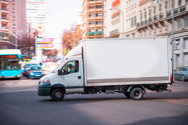A delivery man in motion