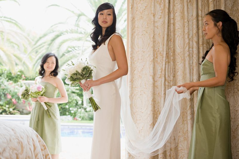 Bride and bridesmaids