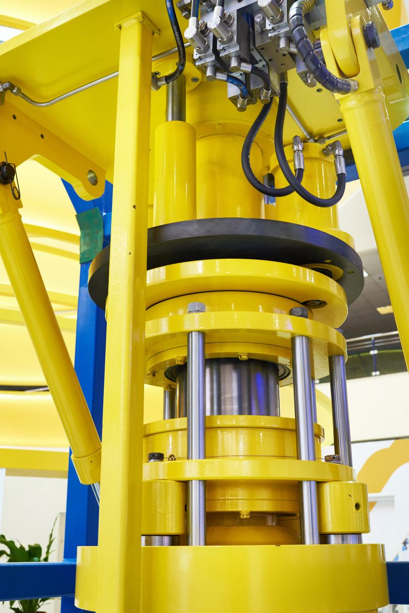 Hydraulic press industrial plant closeup