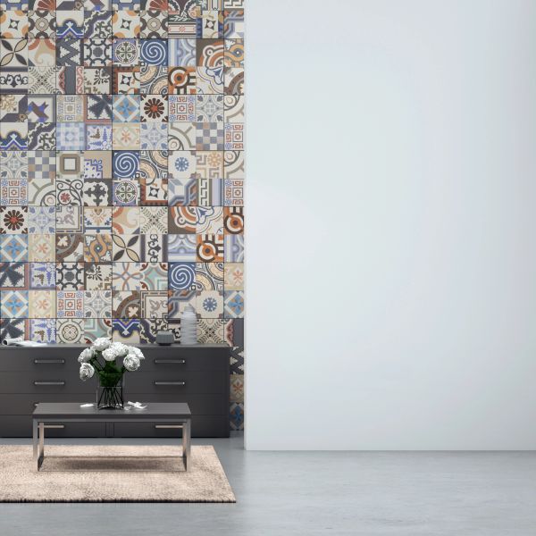 Interior with newly hung wallcovering