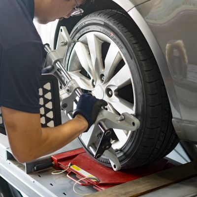 Mechanic working on a car