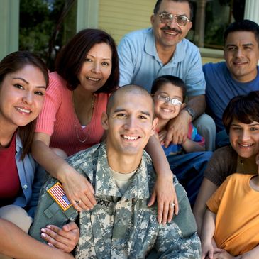 Happy family after VA approval of mental health disability claim due to nexus letter and DBQ