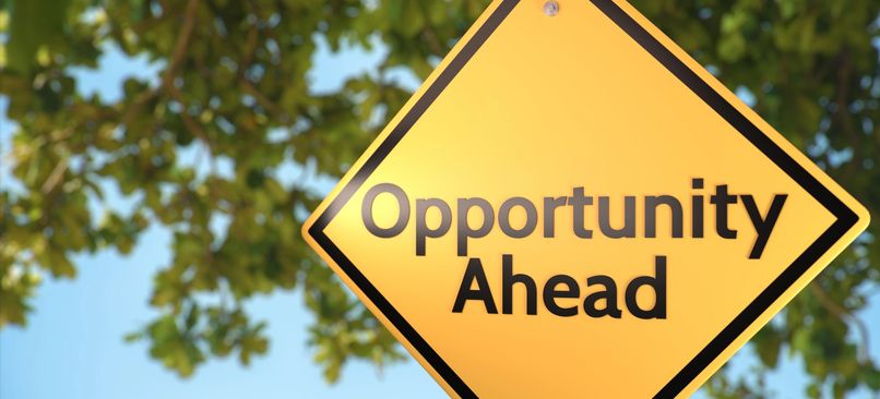 Opportunity Ahead yellow road sign