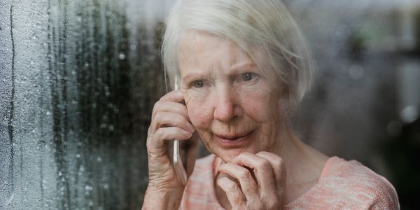 Worried older woman.  Make America safe. National security.
