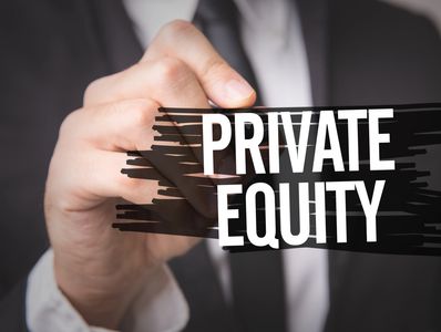 Businessman highlighting the term 'Private Equity' with a marker.