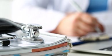 stethoscope on doctor table 