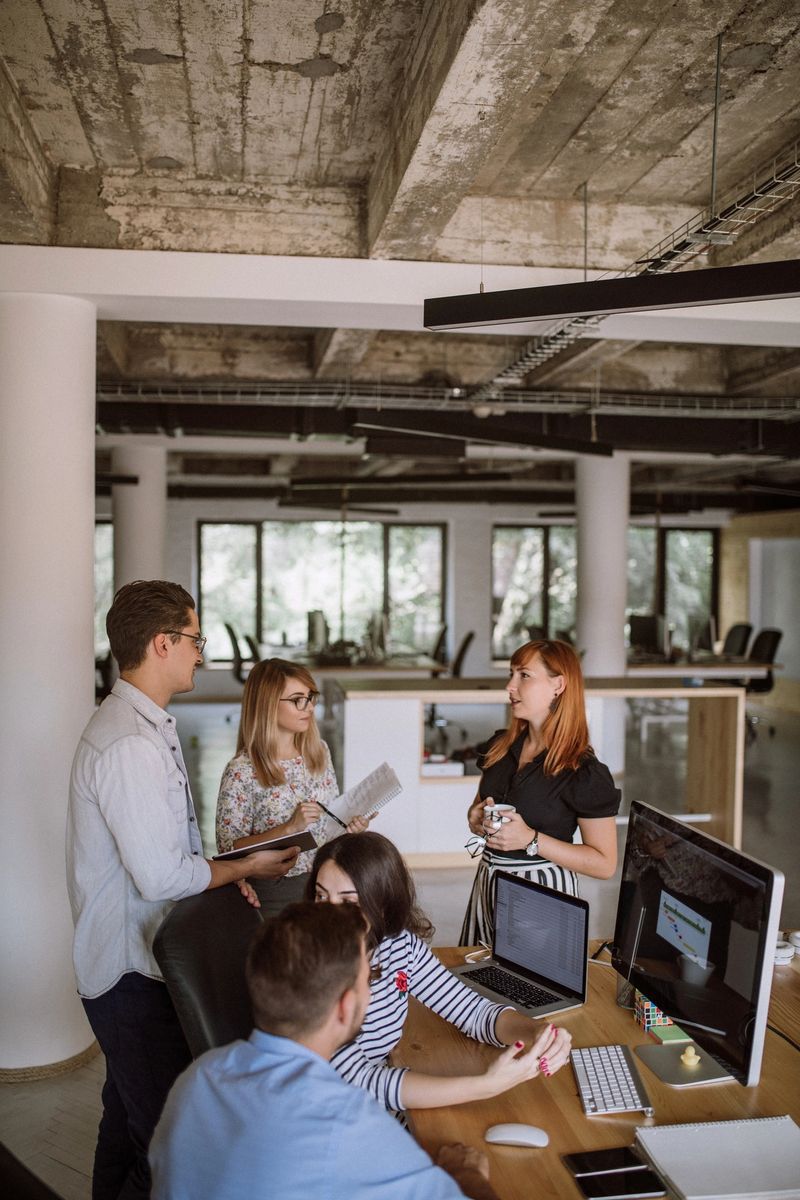 Coworkers collaborating in the office