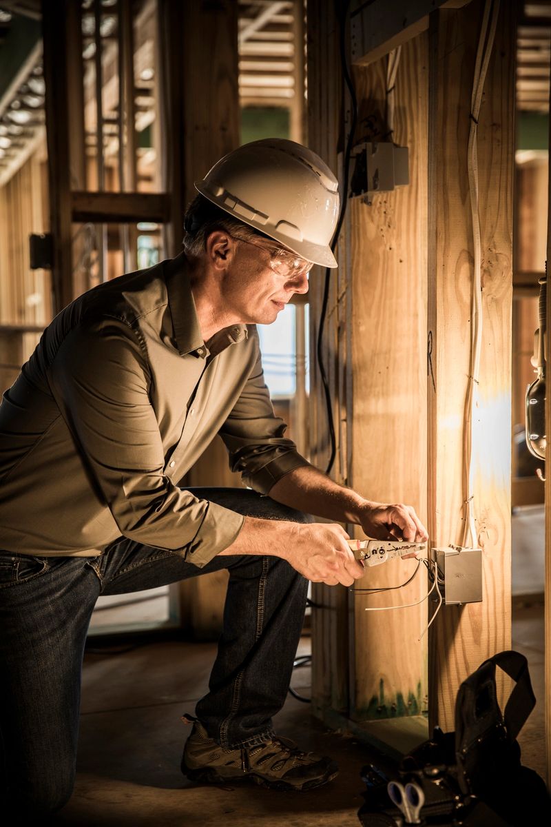 Electrician at home construction site.