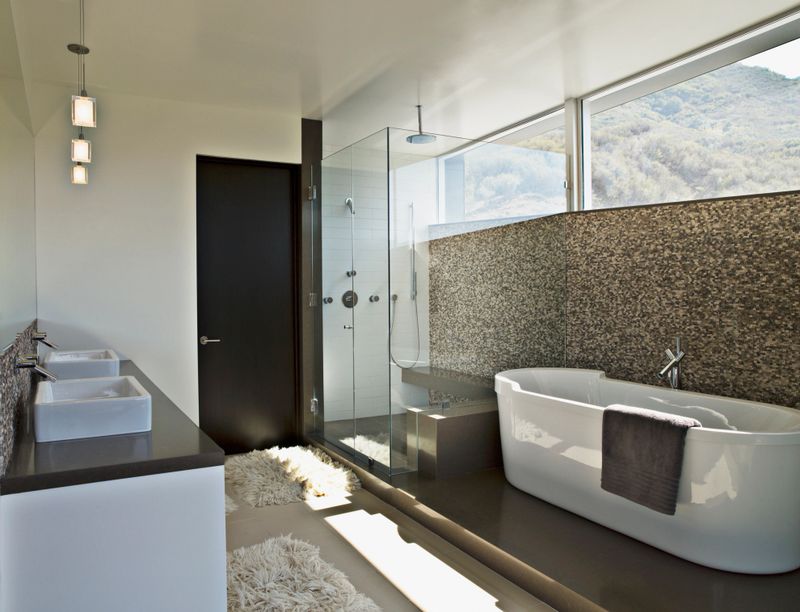 Modern bathroom with soaking tub