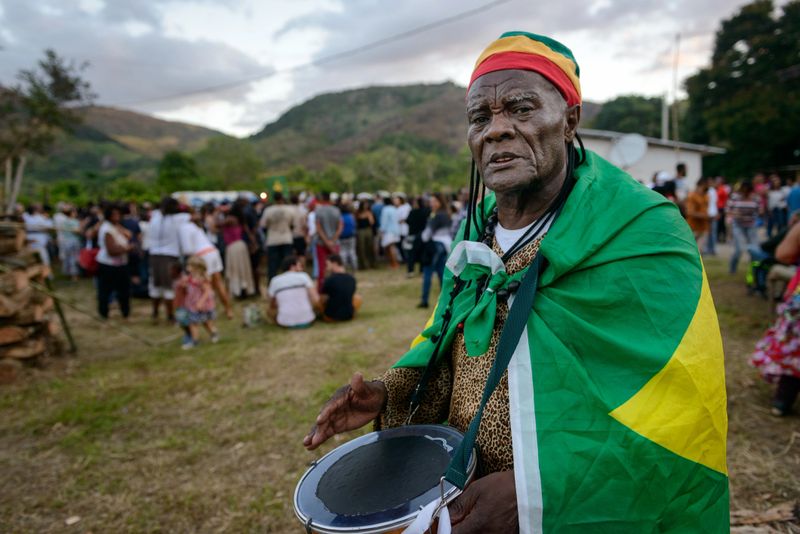 Portrait of a old brazilian rastafari man during a african culture festival. Rio de Janeiro State, Brazil.
