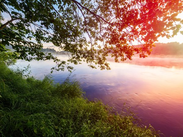Sunset over a river