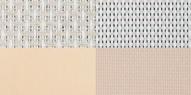Close-up of four different beige fabric textures in a grid.