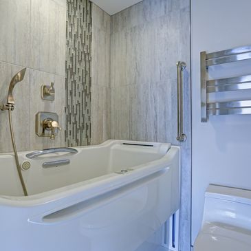 White walk-in tub.