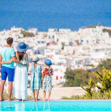 Family traveling together to Greece.