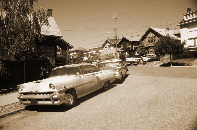 Classic car on the road