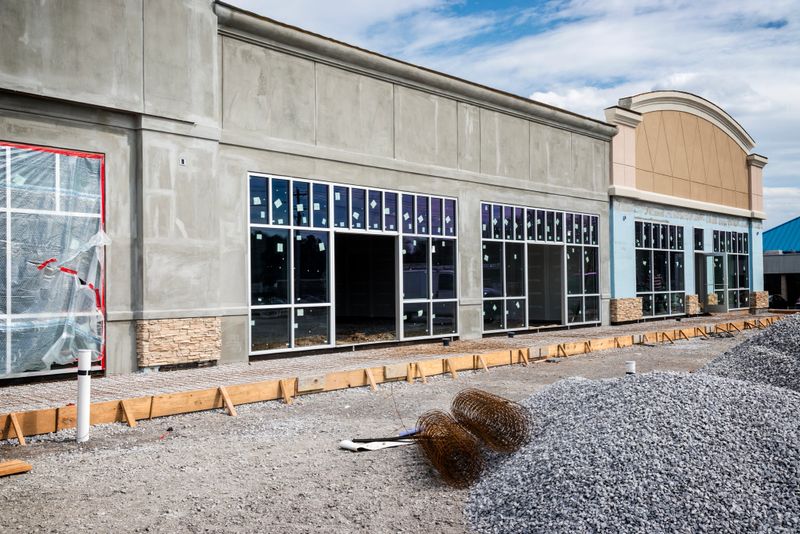 A new retail strip center under construction.
