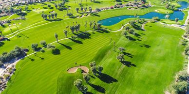 Aerial image of a golf course.