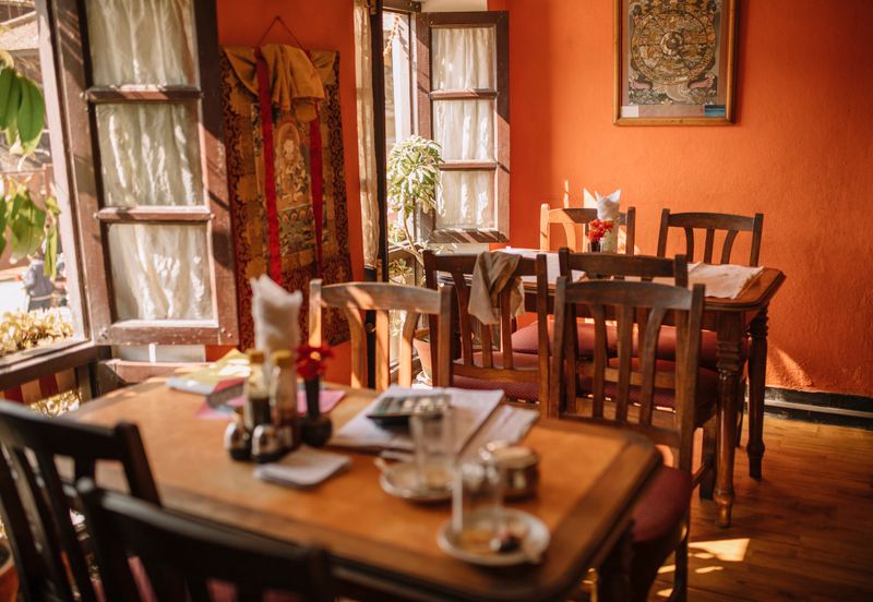 old traditional restaurant interior at Nepal.