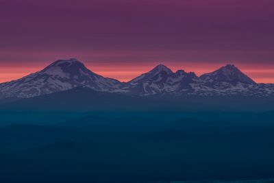 Cascade Mountains at sunset in Central Oregon