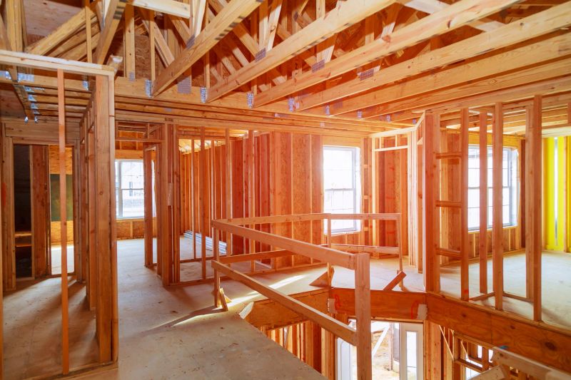 New home construction with wooden house frame building wooden building wooden construction
