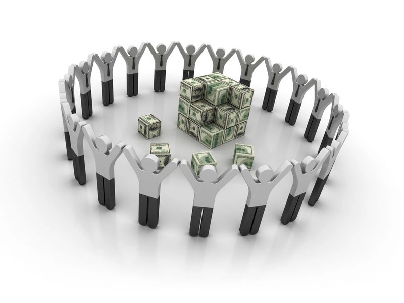 Pictogram Teamwork with Dollar Blocks - White Background - 3D Rendering