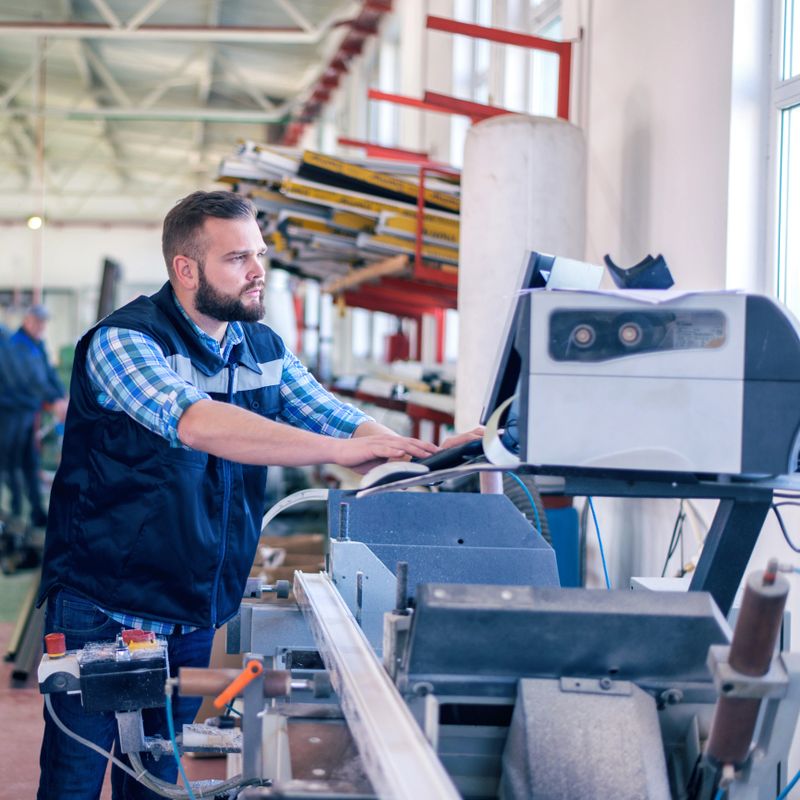 People at work. Industrial manufacture indoors