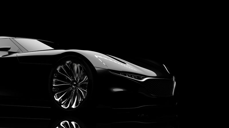 black sportscar studio shot, car of my own design.