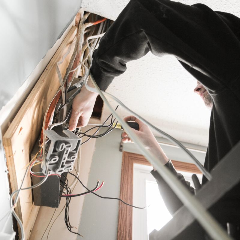 Electrician upgrading a homes electrical panel.