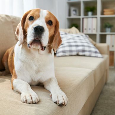 Beagle on the sofa