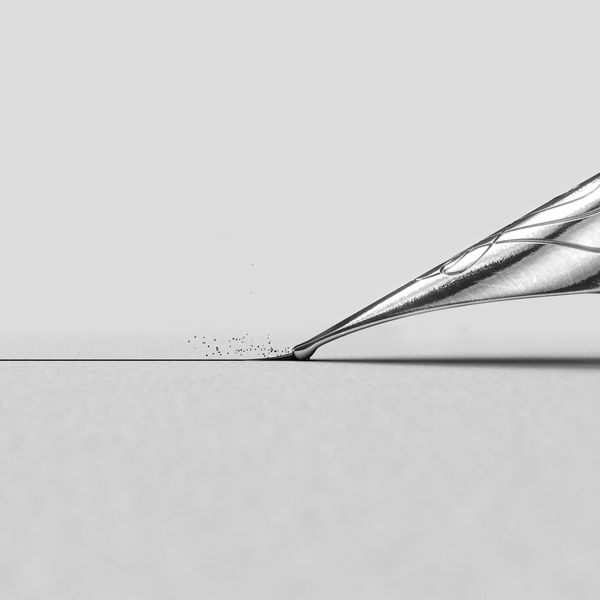 Close-up of a fountain pen tip drawing a fine line on paper.