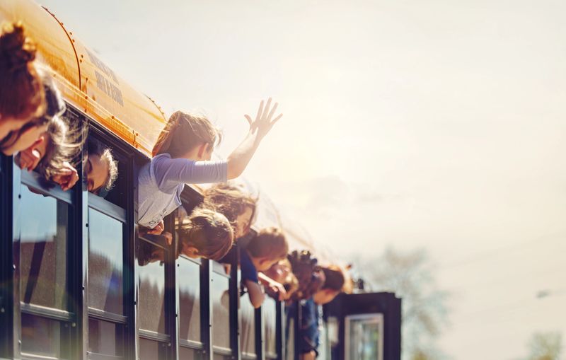 School kids in a bus