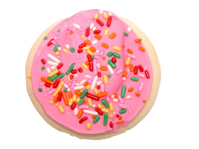 Cookie with Pink Icing and Sprinkles