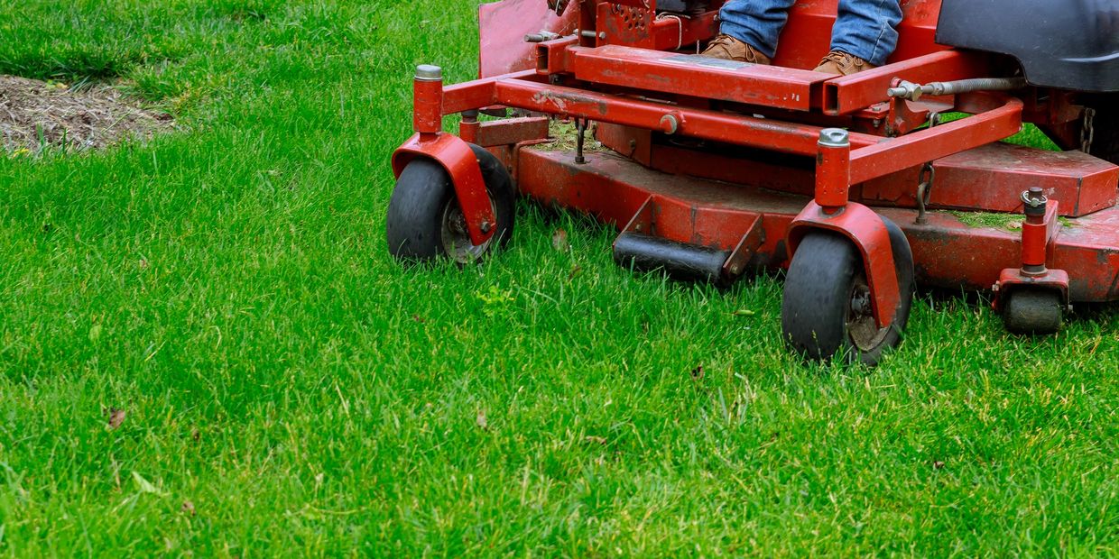 commercial lawn mower cutting grass