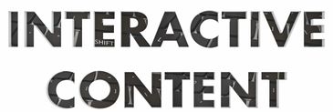 Bold text spelling 'INTERACTIVE CONTENT' with a keyboard key accent.