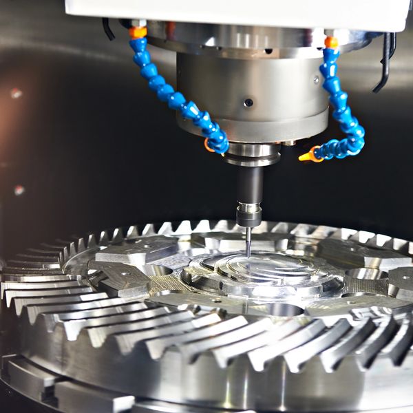 Machine center using precision machining to create a component