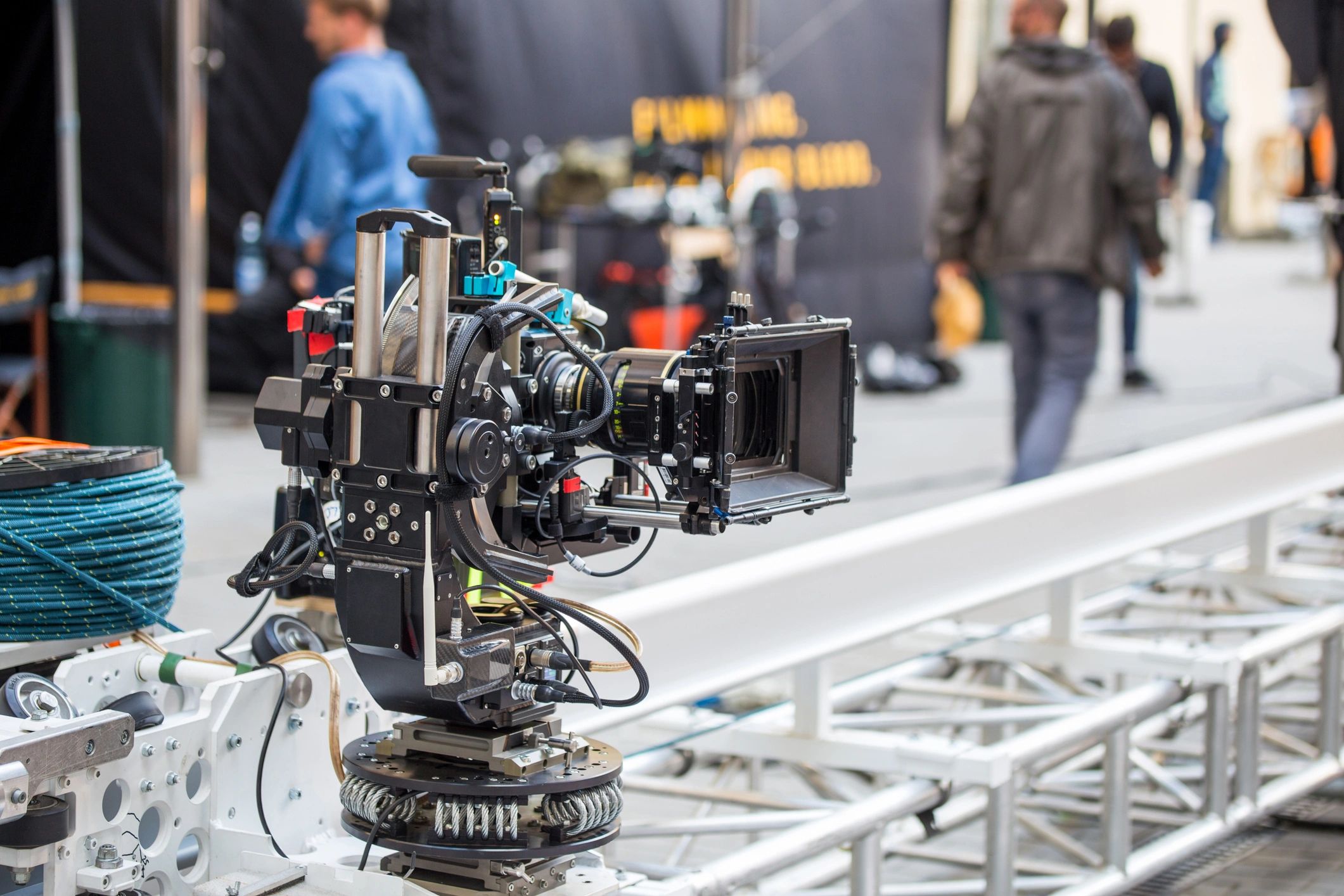 professional camera on large scale rigging on large scale feature film set