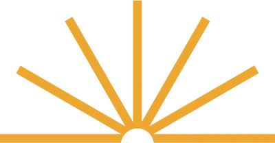 Abstract orange sunburst with seven rays extending upward and outward.