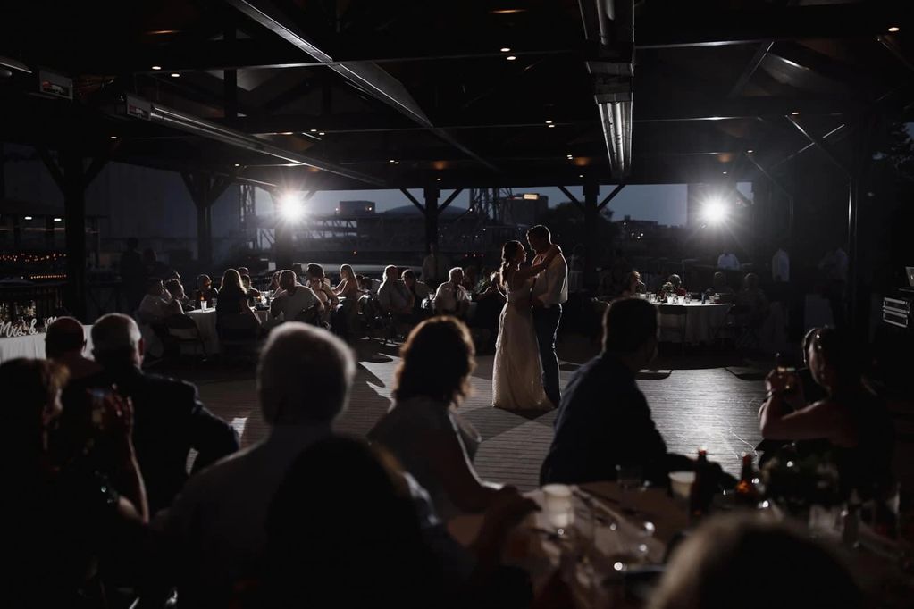 Our 360 spotlight service is unique and memorable. Black out the room and light up the dance floor 