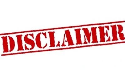 Red stamped word 'DISCLAIMER' on a white background.