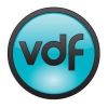Logo with letters 'vdf' inside a blue circular badge.
