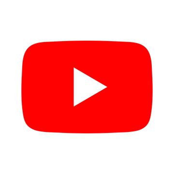 YouTube logo with red background and white play button.