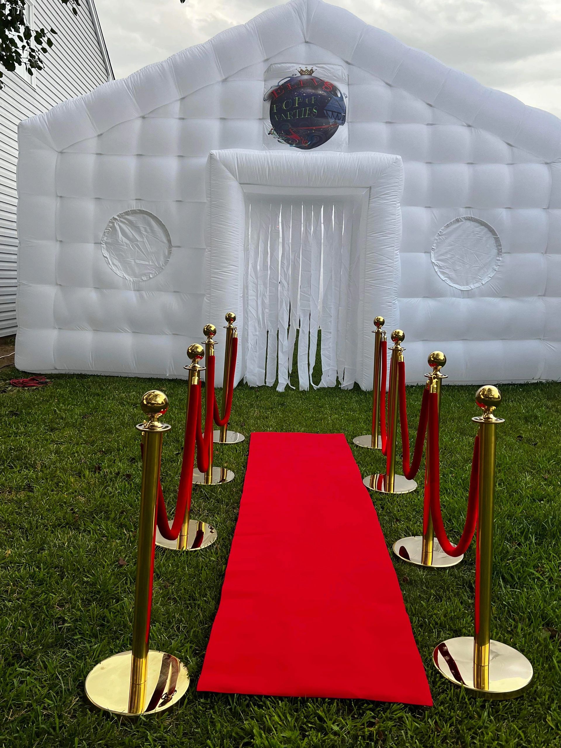 Inflatable party tent with red carpet 